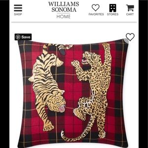 Williams Sonoma Tiger Tartan Christmas Pillow